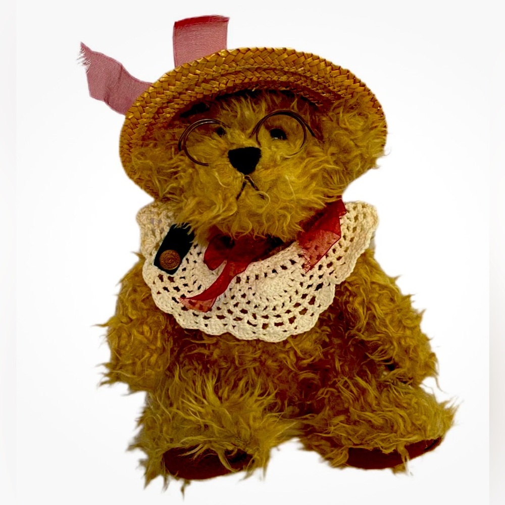 Plush Pickford Rosie Bear 1997 Brass Button Bear of Joy Legs Jointed 9” Vintage